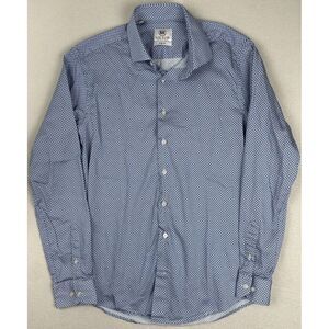 Kurt River Shirt Mens Medium Slim Fit Blue Heart All Over Print Long Sleeve‎